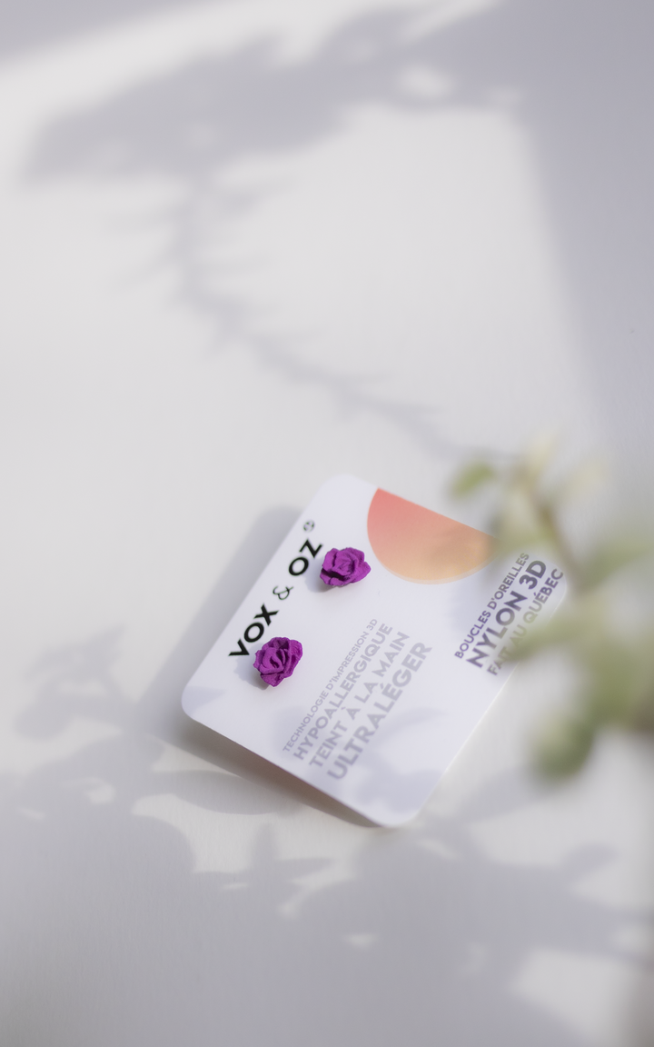 MINI-TANGO – Petites boucles d’oreilles roses 3D | Discrètes & sculpturales