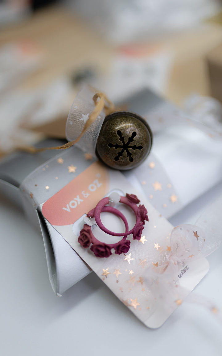 MINI-FLAMENCO – Boucles d’oreilles anneaux ornés de roses 3D