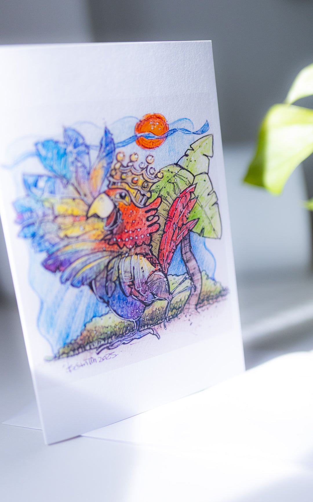 Carte de souhaits illustrée — Perroquet coloré