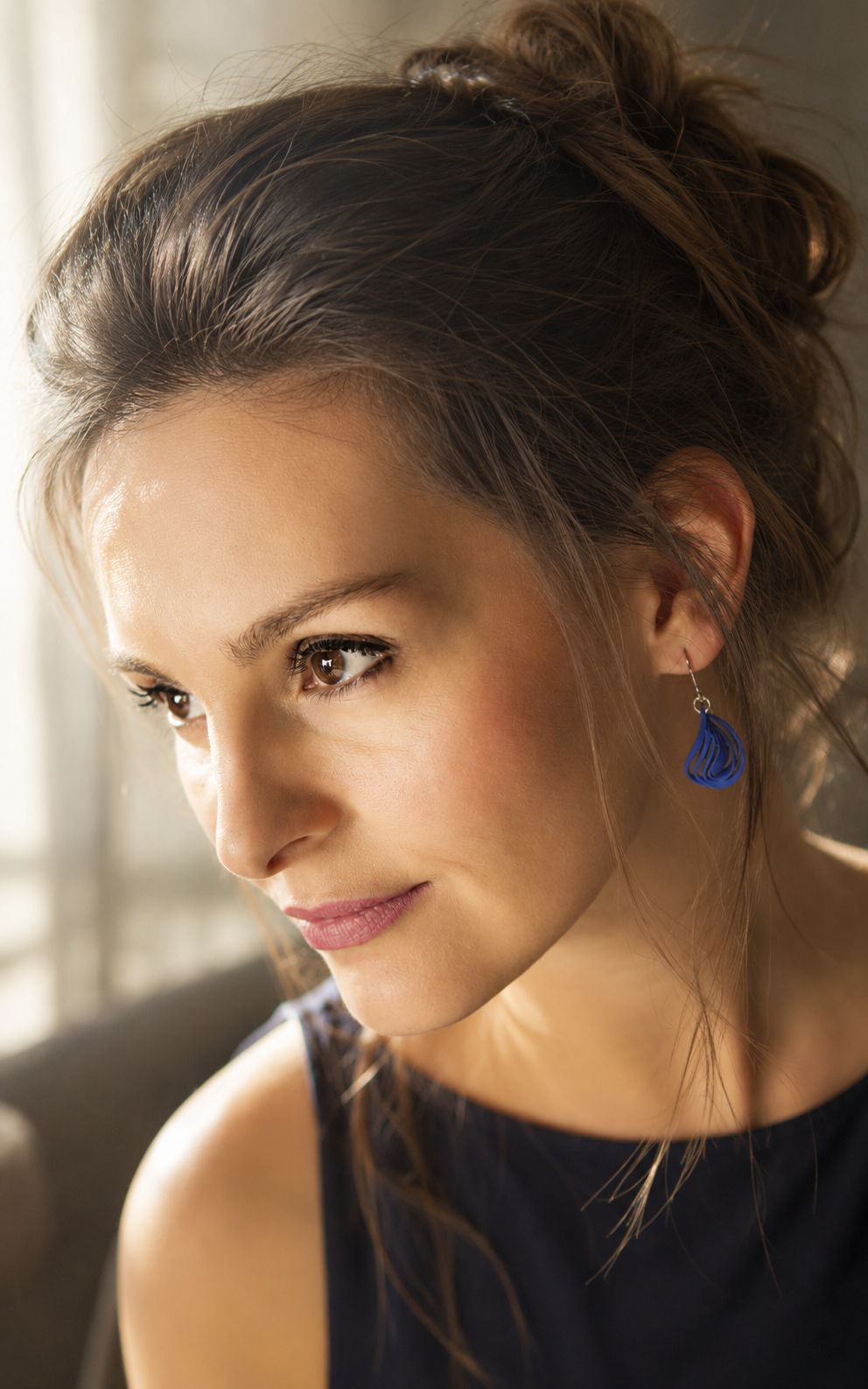 Boucles d'oreilles NEBULA indigo spiralées 3D en nylon recyclé — Vox & Oz