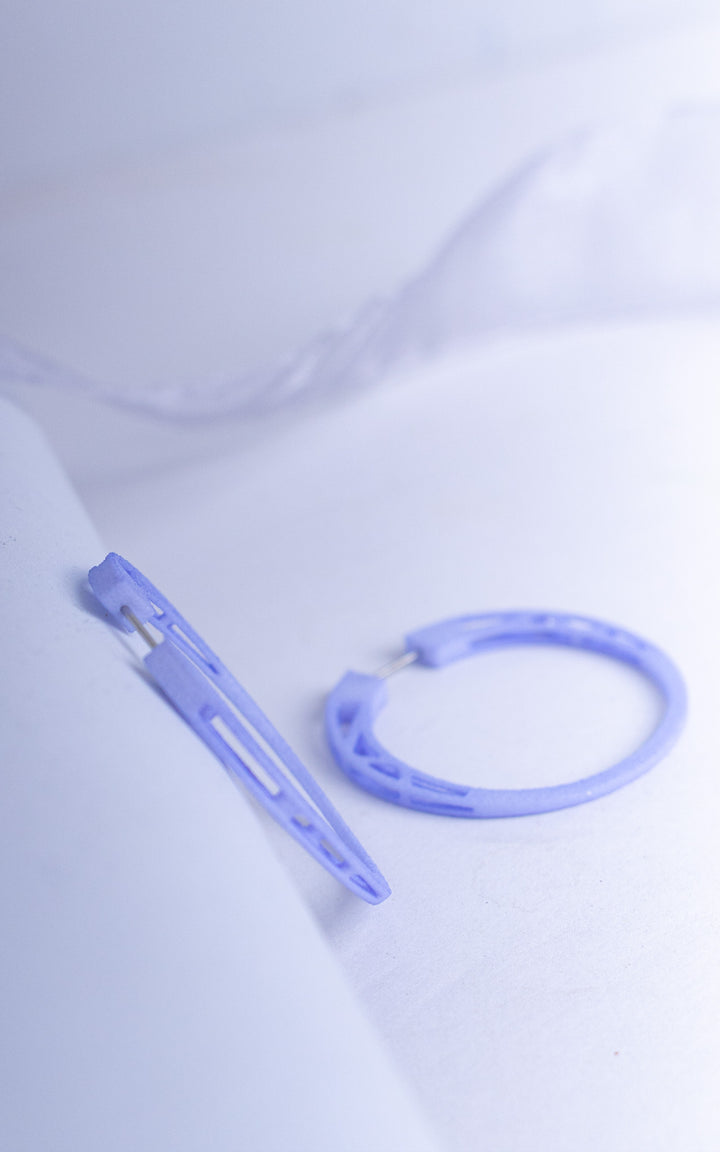COSMOS earring hoops — Minimalist architectural design in recycled nylon