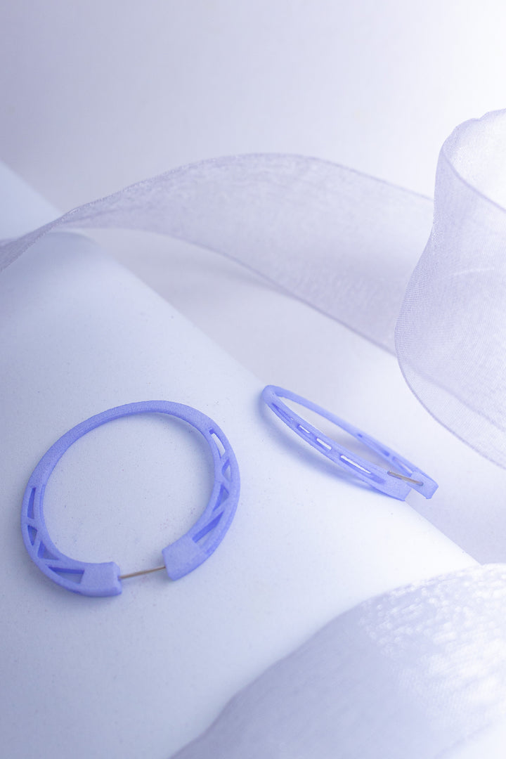 COSMOS earring hoops — Minimalist architectural design in recycled nylon