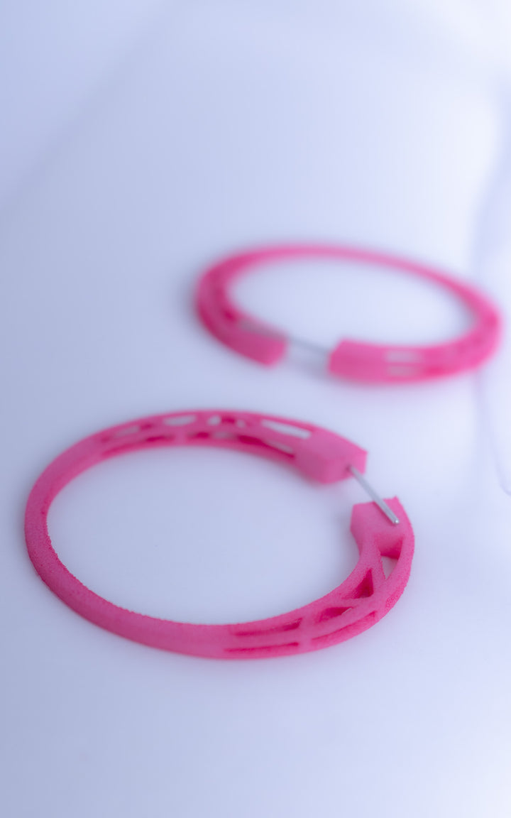 COSMOS earring hoops — Minimalist architectural design in recycled nylon