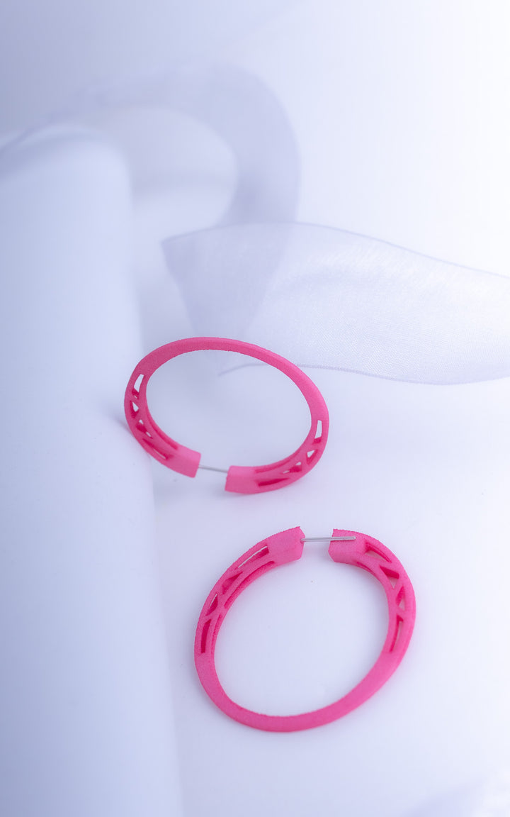 COSMOS earring hoops — Minimalist architectural design in recycled nylon