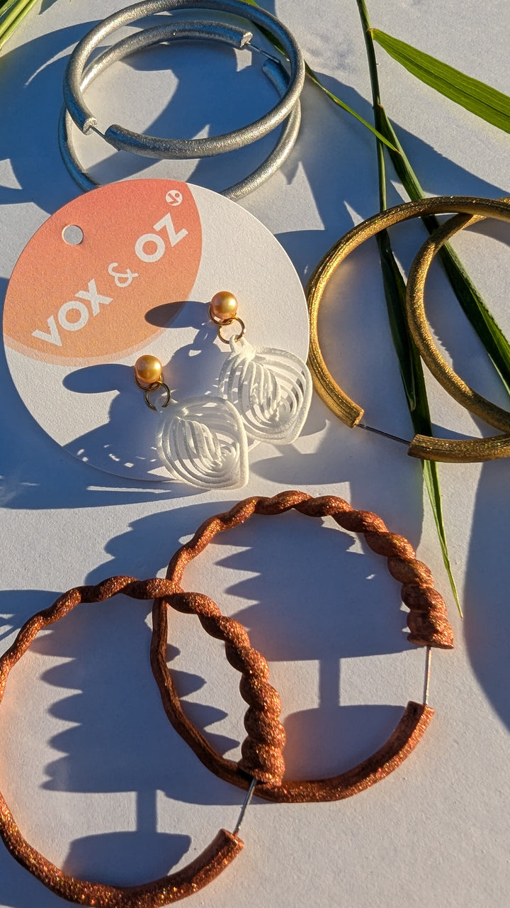 NEBULA Perle – Boucles d’oreilles spiralées 3D et perle d’eau douce