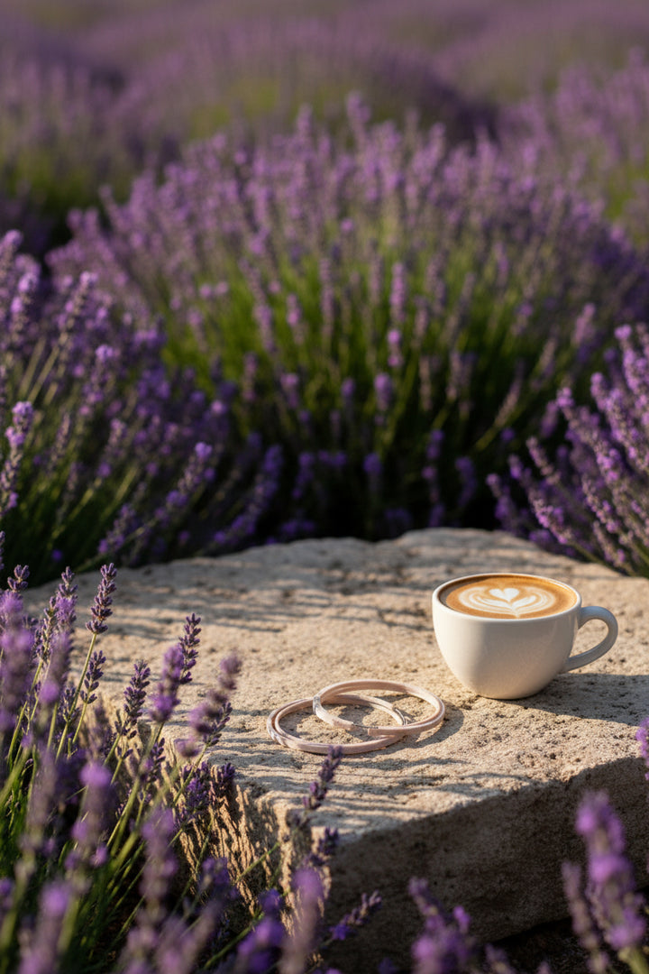 Anneaux ultralégers cafe au lait aux lignes épurées et aériennes, création écoresponsable signée Vox &amp; Oz