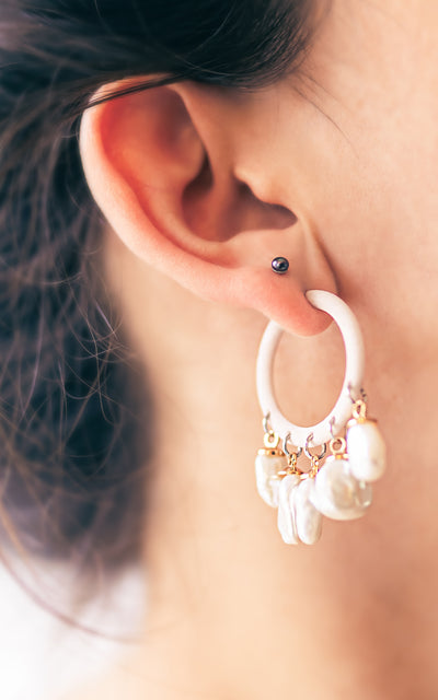 Boucles d'oreilles Boho 3D et perles baroques I ESMERALDA