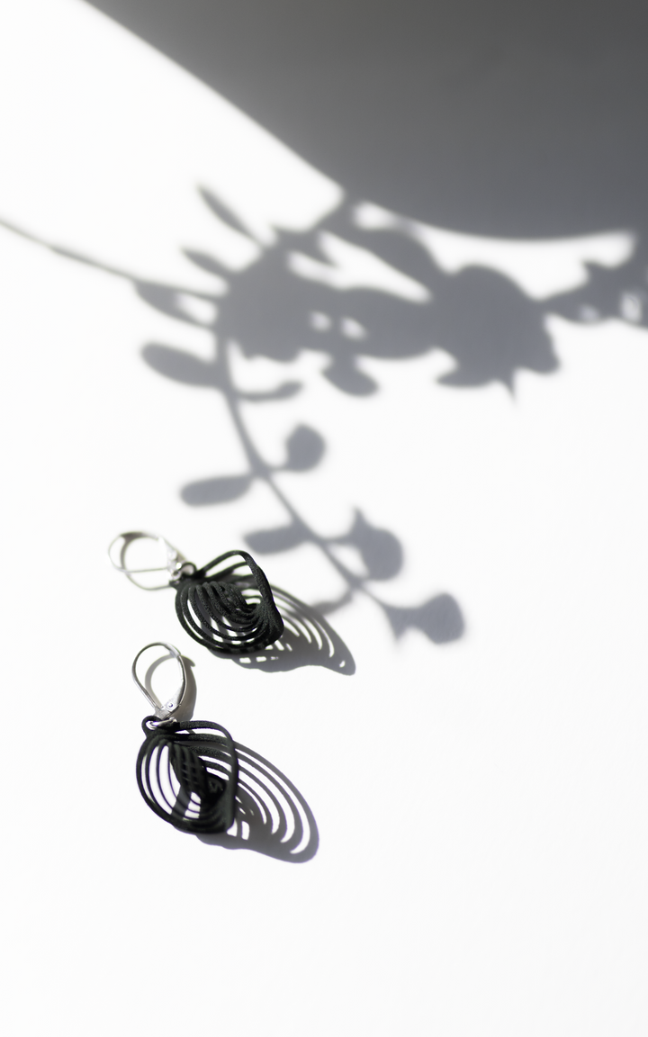 Les boucles d'oreilles NEBULA couleur noire. Vox & Oz. 