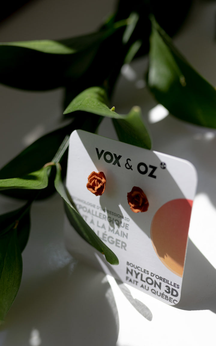 MINI-TANGO – Petites boucles d’oreilles roses 3D | Discrètes & sculpturales